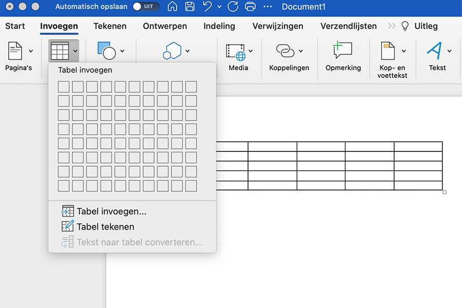 tabellen en figuren in Microsoft Office Word